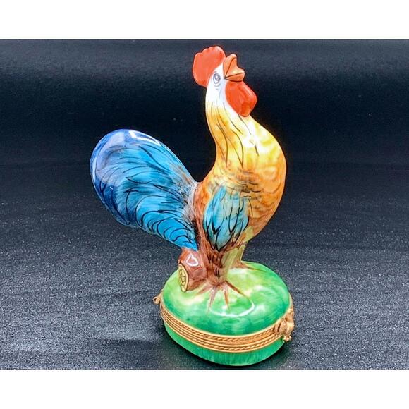 Other - Authentic Large Limoges France Rooster Trinket Box Peint Main Ltd Ed 446/2500